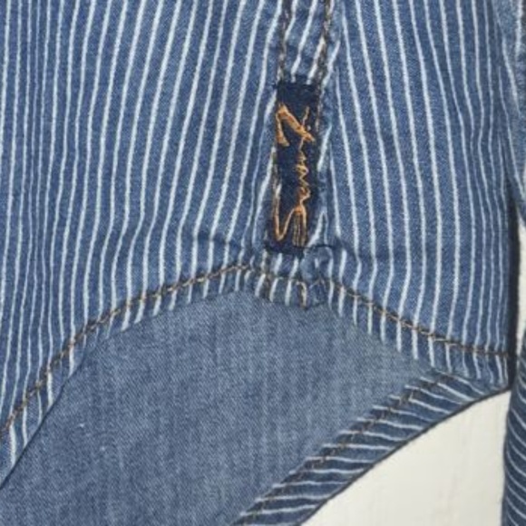 Seven 7 Blue Stripe Denim Button Down Shirt - Picture 4 of 4